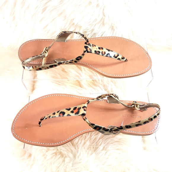Animal Print Thong Leather Sandals - Picture 7 of 7